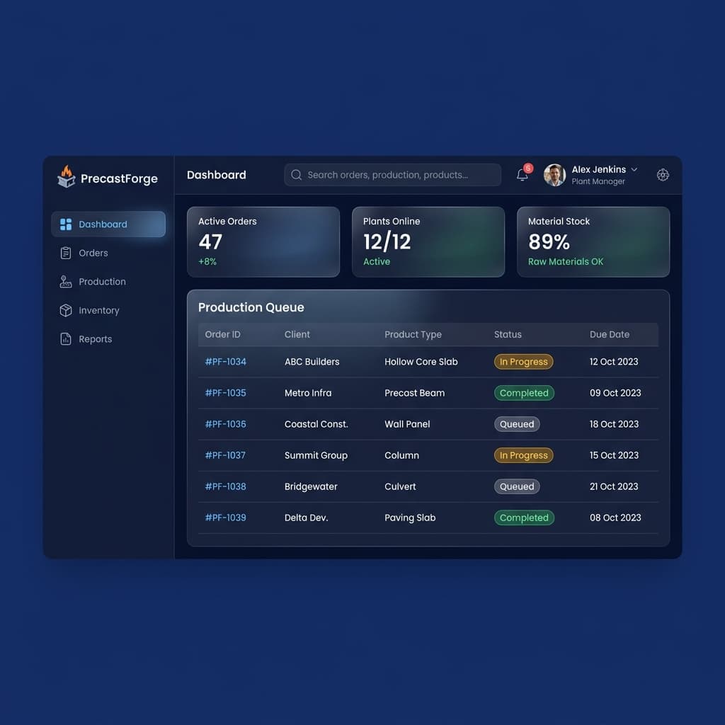 PrecastForge interface